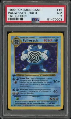 PSA 7 Poliwrath 1st Edition NM Pokemon Base Set 1999 Holo #13 Card - Image 1