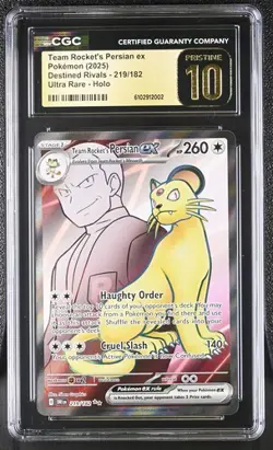 Team Rocket's Persian ex 219/182 Destined Rivals Holo - PRISTINE 10!! Rare Card! - Image 1