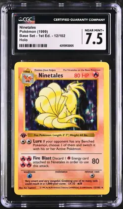 Ninetales (CGC NEAR MINT+ 7.5) - Holo - Pokemon Base Set 1st Edition Shadowless - Image 1