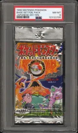 1996 Nintendo Pokemon | 291 Yen Japanese Base Set Foil Pack | PSA 8 Near Mint - Image 1