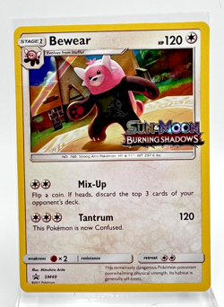 Bewear SM49 Pokemon Card 2017 Black Star Promo Stamped Burning Shadows Crease - Image 1