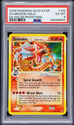 2006 Pokemon Gyarados Gold Star ⭐ 102/110 EX Holon Phantoms Holo PSA 6 - Image 1