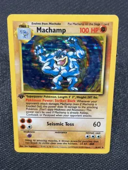 Pokemon TCG Machamp 8/102 Holo 1999 1st Edition Base Set Unlimited - Image 1