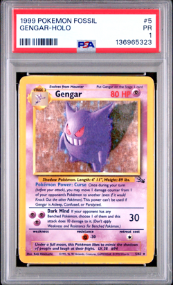 PSA 1 PR 1999 Fossil Gengar Holo 5/62 Holo Foil WOTC Pokemon Unlimited - Image 1