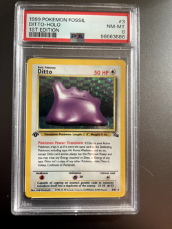 Ditto 1999 Pokemon Fossil #3 1ST Edition PSA 8 - Image 1