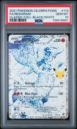 Pokemon 2021 Pokemon Celebrations Classic Collection Reshiram #113 PSA 10 - Image 1