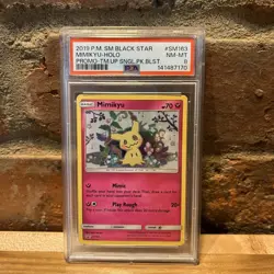 POKEMON TEAM UP SM BLACK STAR PROMO MIMIKYU #SM163 HOLO PSA 8 NM-MT - Image 1