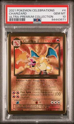 PSA 10 Pokemon Charizard Celebrations Ultra-Premium Coll. Gold Metal Promo #4 - Image 1