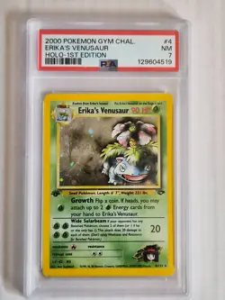 Erika's Venusaur 1st EDITION 4/132 Holo 2000 Gym Challenge PSA 7 NM With Swirl - Image 1