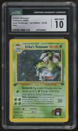 2000 Pokemon Erika's Venusaur Gym Challenge 1st Edition Holo #4 CGC 10 - Image 1