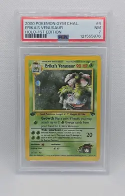 Erika's Venusaur 1st EDITION 4/132 Holo 2000 Gym Challenge PSA 7 NM NEW PSA CERT - Image 1