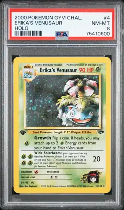 PSA 8 1ST EDITION ERIKA'S VENUSAUR #4 2000 POKEMON GYM CHALLENGE HOLO-1ST ED - Image 1