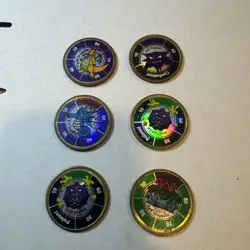 Vintage Pokemon Battle Coins 1999 Lot of 6 Metal Pogs Nintendo & Hasbro Lot 8 - Image 1