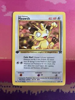 Pokemon Card Meowth Team Rocket 1st Edition Common 62/82 Near Mint - Image 1