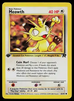Pokemon Card - Meowth 1st Edition Team Rocket 62/82 - Image 1