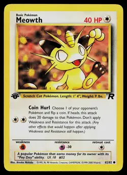 Pokemon Card - Meowth Team Rocket 62/82 Common 1st Edition - Image 1