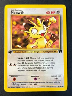 Meowth 62/82 1st Edition Rare Team Rocket - WOTC Pokemon Card Near Mint - Image 1