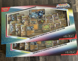 2 x Pokemon Prismatic Evolutions Lucario EX and Tyranitar EX Premium Collection - Image 1