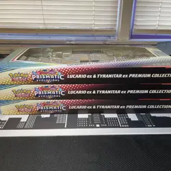 Pokemon Prismatic Evolutions Lucario EX and Tyranitar EX Premium Collection X 3 - Image 1