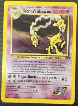 Sabrina's Alakazam 16/132 Gym Challenge Holo Rare Pokemon Card NM - Image 1