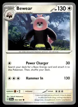 Bewear 53/64 Pokemon Card Shrouded Fable Common 130 HP Near Mint CN - Image 1