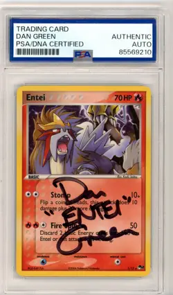 PSA Signed Dan Green Pokemon Trading Card Game Entei 001/017 Pop Series 2 Holo - Image 1