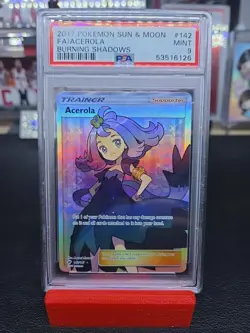 Acerola Full Art 142/147 Burning Shadows PSA 9 Mint Pokemon Card - Image 1