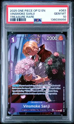 PSA 10 - 2025 ONE PIECE OP12-LEGACY OF THE MASTER VINSMOKE SANJI TREASURE RARE - Image 1