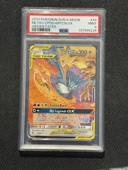 Pokemon Hidden Fates Moltres & Zapdos & Articuno GX 44/68 Holo PSA 9 New Cert - Image 1