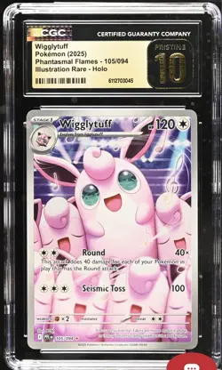 Wigglytuff 105/094 IR - Pokemon Phantasmal Flames CGC 10 Pristine BLACK LABEL - Image 1