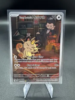 Pokemon TCG: Team Rocket's Meowth 203/182 NM Sv10: Destined Rivals Holo IR - Image 1