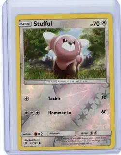 Stufful 112/145 Reverse Holo - 2017 SWSH: Guardians Rising Pokemon TCG - Image 1