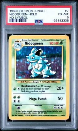 1999 POKEMON JUNGLE NO SYMBOL #7 NIDOQUEEN-HOLO PSA 6 - Image 1