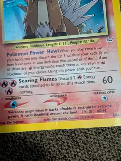 Entei Neo Revelation Holo Rare Pokemon TCG Card 6/64 - Image 5