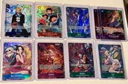 One piece tcg alt art lot op13 carrying on his will 9 cards total - Image 1