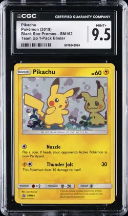 2019 POKEMON BLACK STAR PROMOS - TEAM UP 1-PACK BLISTER #SM162 PIKACHU CGC 9.5 - Image 1