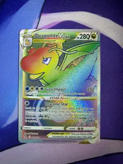 Pokemon Dragonite VSTAR (Secret) 081/078 Pokemon GO Holo Rainbow NM - Image 1