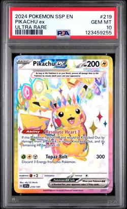 PSA 10 Pikachu ex 219/191 Surging Sparks Ultra Rare Pokemon Card - Image 1