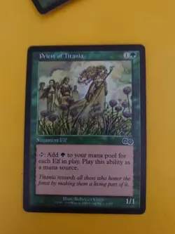 Priest of Titania Summon Elf. Urza's Saga. Magic the Gathering Card. - Image 1
