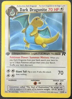 Dark Dragonite 1st Edition 22/82 Team Rocket Rare Pokemon Card MP - Image 1