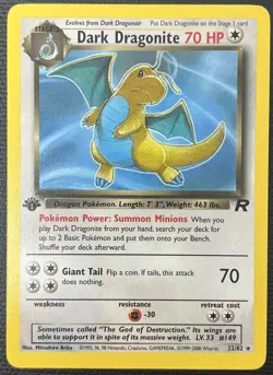 Dark Dragonite 1st Edition 22/82 Team Rocket Rare Pokemon Card LP - Image 1