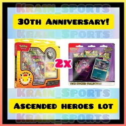 In Hand 2x Pokemon TCG Mega Ascended Heroes Sticker+30th Anniversary Box - Image 1