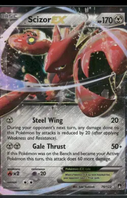 M-NM Scizor EX Ultra Rare 76/122 Breakpoint Pokemon Card 2016 - Image 1