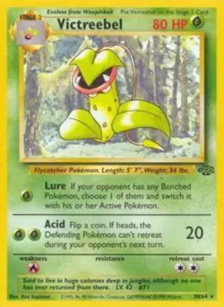 Moderately Played, English - 1 x Pokemon Victreebel - 30/64 - Rare - Unlimited E - Image 1