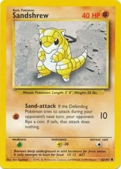Moderately Played, English - 4 x Pokemon Sandshrew - 62/102 - Common - Unlimited - Image 1