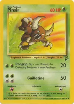 Moderately Played, English - 1 x Pokemon Pinsir - 29/130 - Rare - Unlimited Edit - Image 1