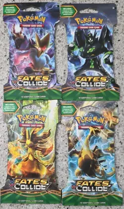 LOT OF FOUR (4) Pokemon XY-Fates Collide Sleeved Booster Packs. Pokemon Sealed! - Image 1