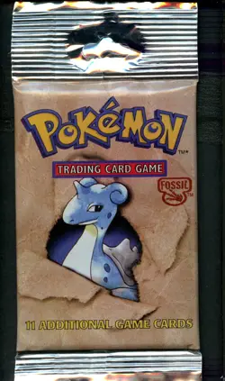 Fossil Pokemon TCG - Sealed Long Crimp Booster Pack - Lapras - Image 1