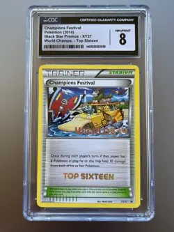 CGC 8 TOP SIXTEEN Champions Festival XY27 Pokemon World Championship 2014 MINT - Image 1