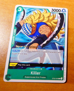ONE PIECE ENGLISH CARD GAME SUPER PRE-RELEASE CARTE KILLER ST02-005 ST TCG MINT - Image 1